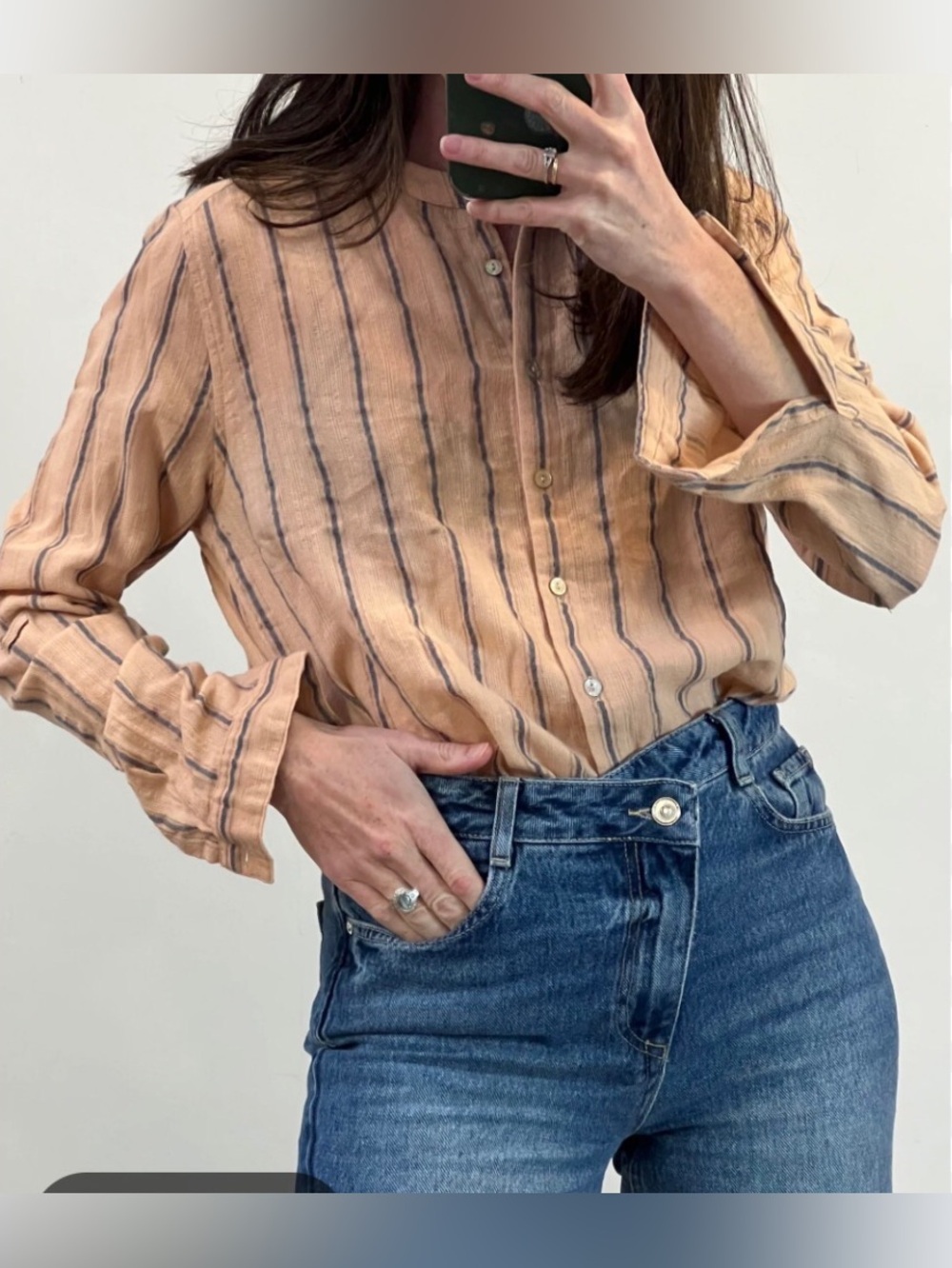 XIRENA Striped Button Down Blouse
